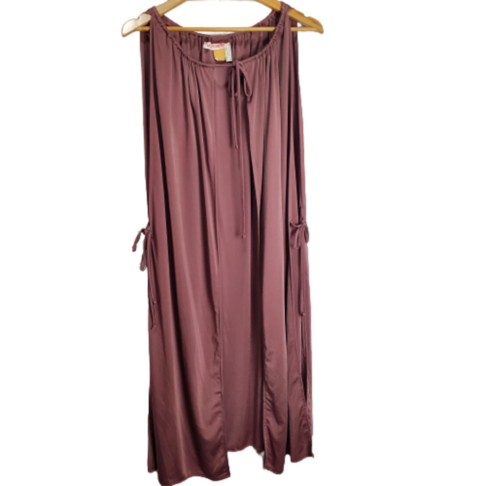 Vintage 70s Vicky Vaughn Mauve Pink Sleeveless Tie Side Maxi Vest Size 13